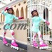 1 Pair Unisex Adjustable Inline Skates Set for Boys and Girls with  Helmet Knee and Elbow Protection,Blue and Pink WCYE   